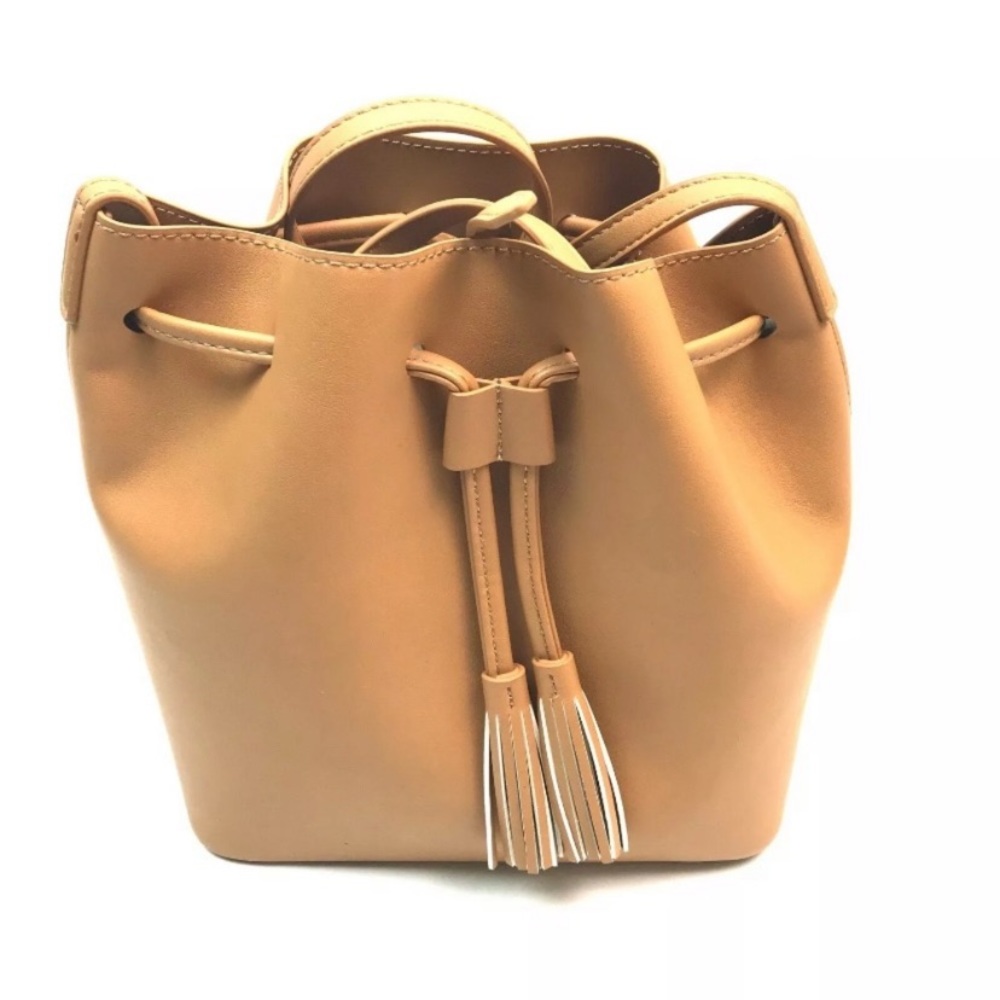 J. Crew Factory Drawstring bucket bag Vegan Leather Shoulder Tote Tan Brown